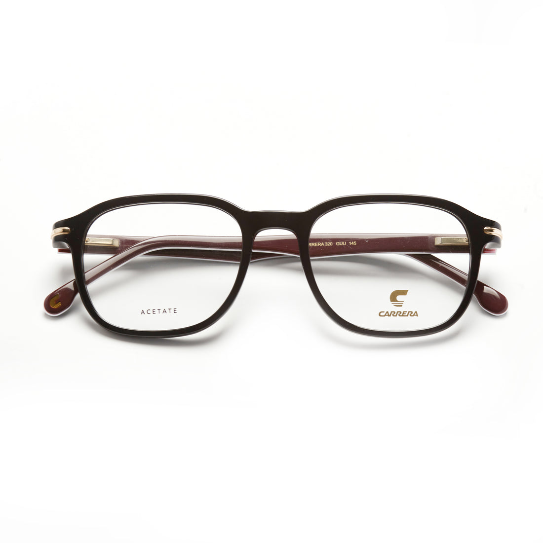 Carrera 320 – Noir & Bordeaux Acétate (Homme)
