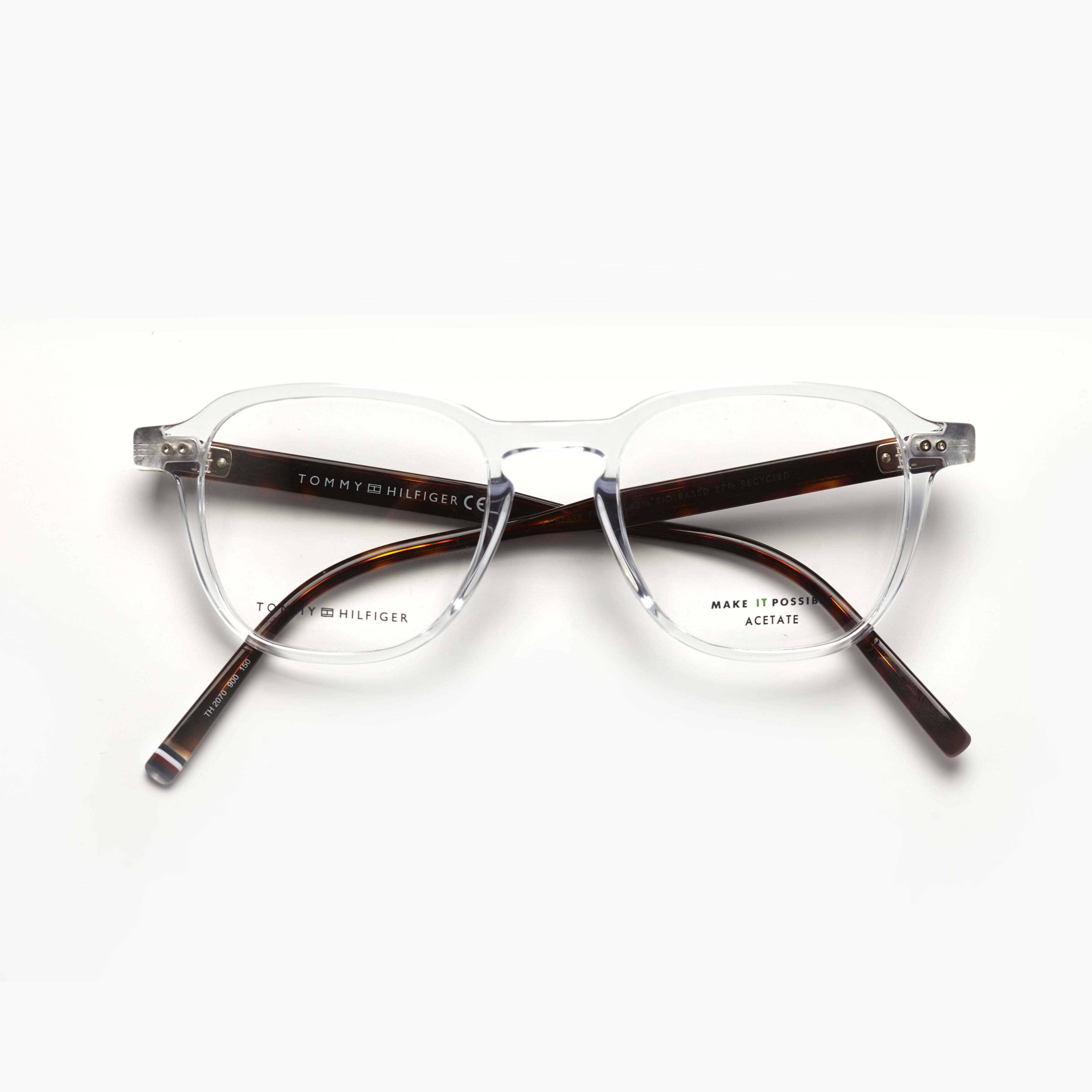 Tommy Hilfiger 2070 – Transparent & Havane Rectangulaire (Homme)