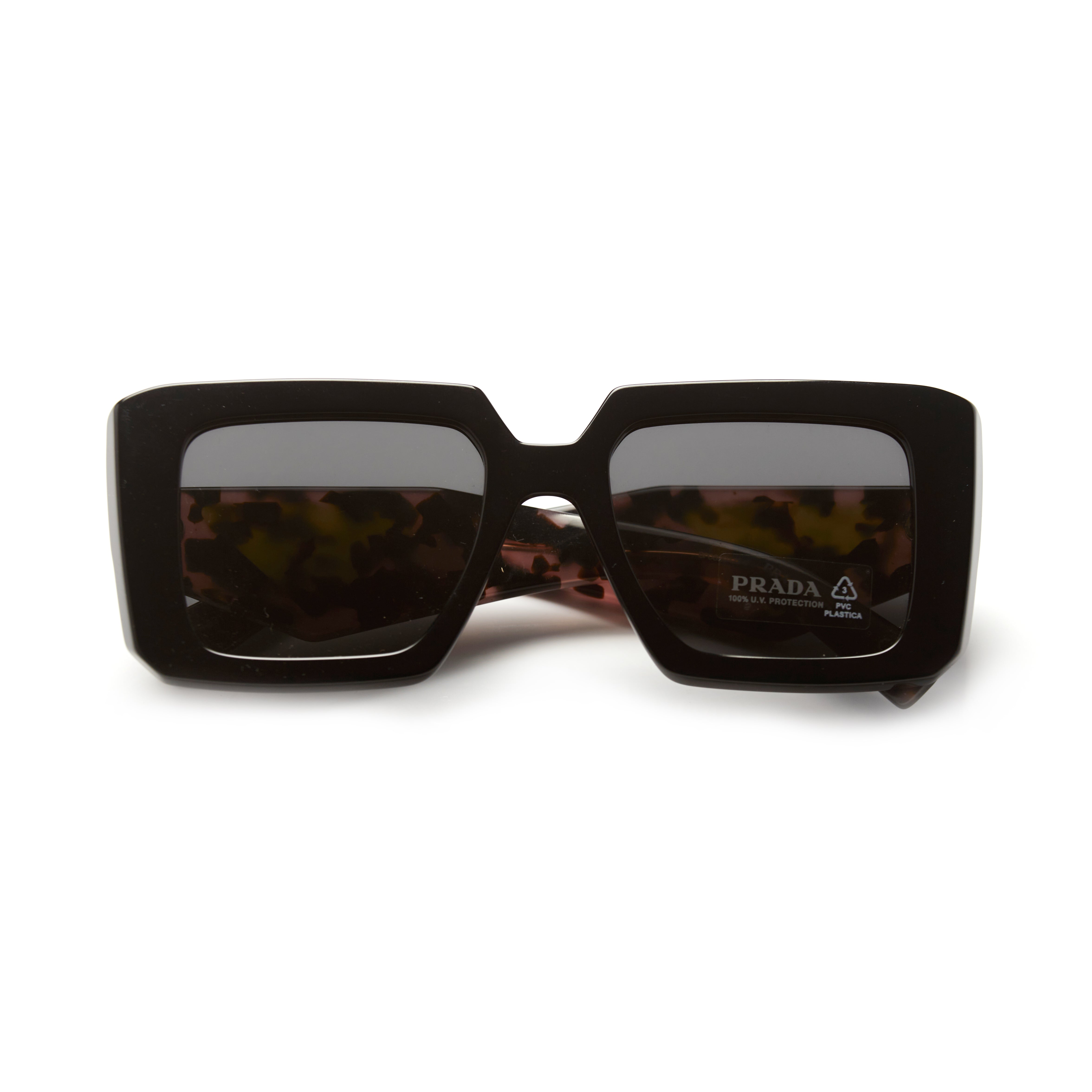 Prada 23Y – Noir Rectangle Acétate (Femme)