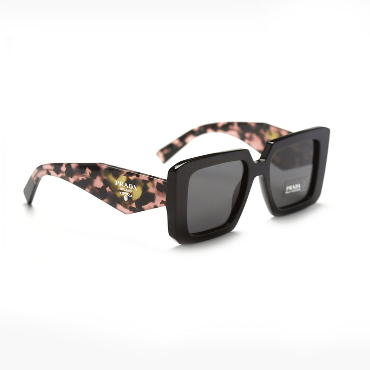 Prada 23Y – Noir Rectangle Acétate (Femme)